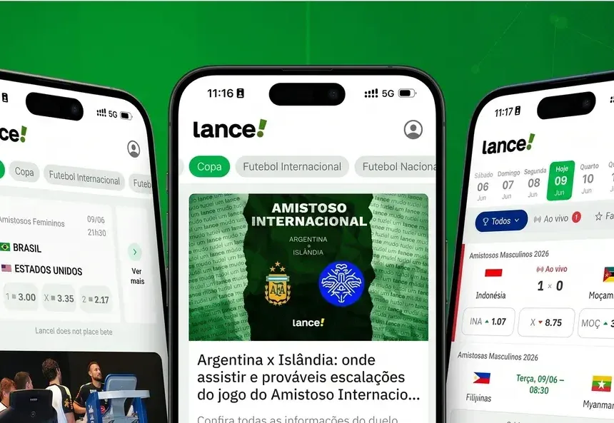 Telas do app Lance! Futebol e Resultados